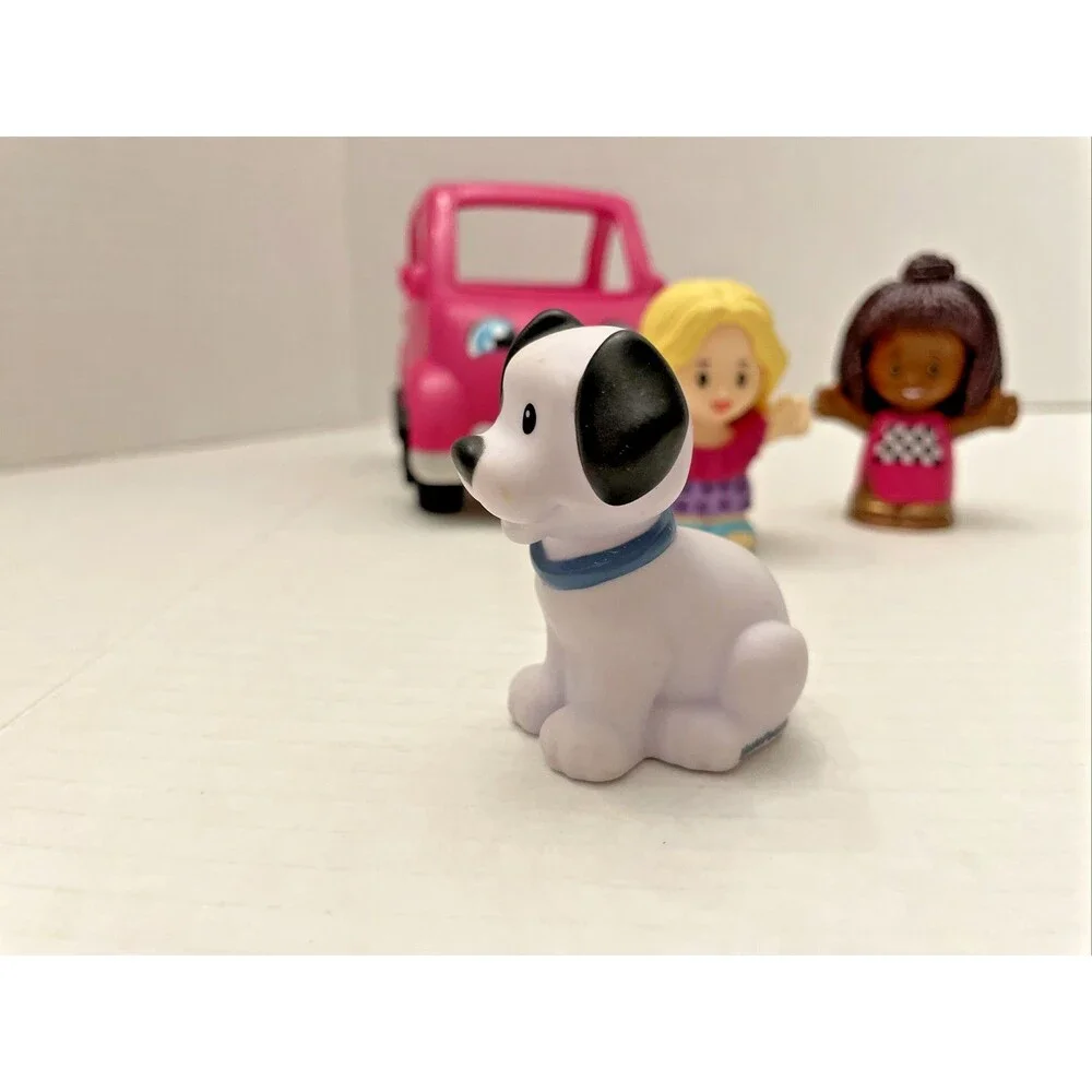 Fisher-Price Little People Barbie Lot of 4 Figures + Pink Convertible Car Dog